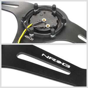NRG ST-015BK-BL 305mm/2" Deep Dish Wood Grain Slit Holes Racing Steering Wheel-Steering Wheels & Accessories-BuildFastCar