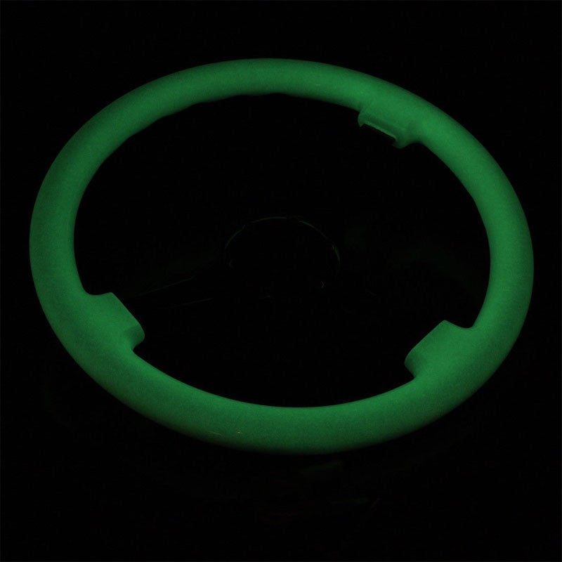 White Glow Green Wood Grain 350mm 2" Deep ST-015BK-GL NRG Steering Wheel+Horn-Interior-BuildFastCar