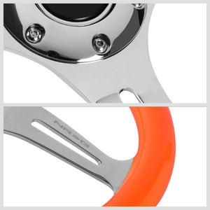 Neon Orange Wood/Chrome Slit Holes 350mm 2" Deep ST-015CH-NOR NRG Steering Wheel-Interior-BuildFastCar