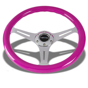 Neon Purple Wood/Chrome Slit Holes 350mm 2" Deep ST-015CH-NPP NRG Steering Wheel-Interior-BuildFastCar