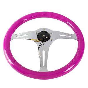 Neon Purple Wood/Chrome Slit Holes 350mm 2" Deep ST-015CH-NPP NRG Steering Wheel-Interior-BuildFastCar