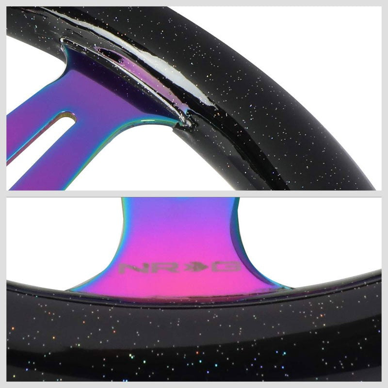 Black Wood Grain/Neo Chrome Slit 350mm 2" Deep ST-015MC-BSB NRG Steering Wheel-Interior-BuildFastCar