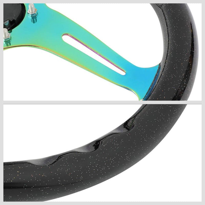 Black Wood Grain/Neo Chrome Slit 350mm 2" Deep ST-015MC-BSB NRG Steering Wheel-Interior-BuildFastCar