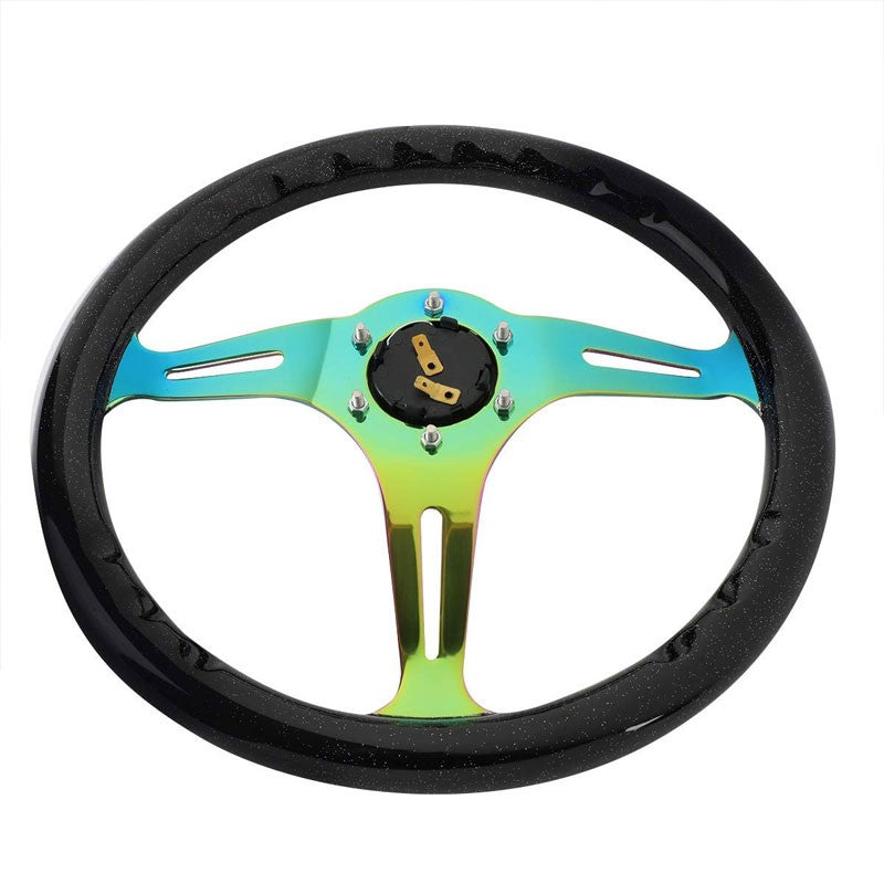 Black Wood Grain/Neo Chrome Slit 350mm 2" Deep ST-015MC-BSB NRG Steering Wheel-Interior-BuildFastCar