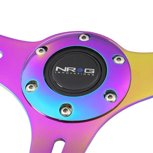 NRG White Wood Grain/Neo Chrome 3 Spokes Deep Dish 6-Bolt 350mm Steering Wheel-Interior-BuildFastCar