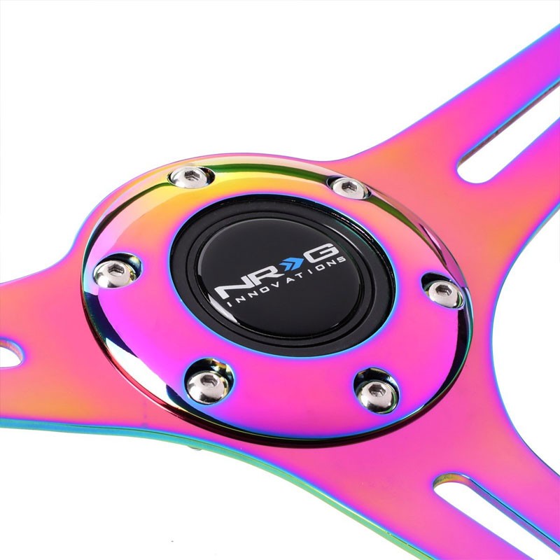 NRG Green Wood Gain/Neo Chrome 3 Spokes Deep Dish 6-Bolt 350mm Steering Wheel-Interior-BuildFastCar