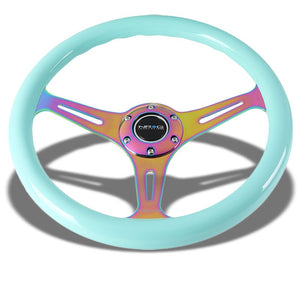Mint Frost Wood/Neo Chrome Slit 350mm 2" Deep ST-015MC-MF NRG Steering Wheel-Interior-BuildFastCar