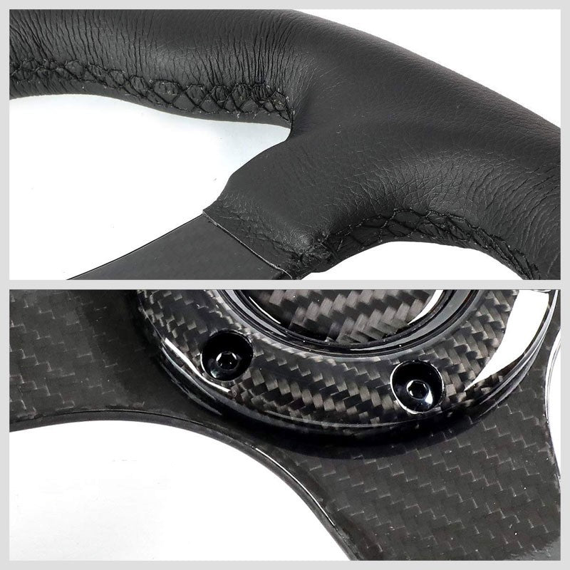 Carbon Fiber/Red Stripe D-Shape Flat Bottom 320mm ST-019CF-R NRG Steering Wheel-Interior-BuildFastCar