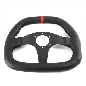 Carbon Fiber/Red Stripe D-Shape Flat Bottom 320mm ST-019CF-R NRG Steering Wheel-Interior-BuildFastCar
