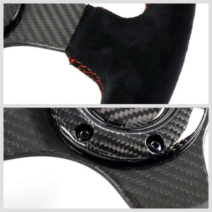 Black Suede/Carbon Fiber D-Shape Flat Bottom 320mm ST-019CF NRG Steering Wheel-Interior-BuildFastCar