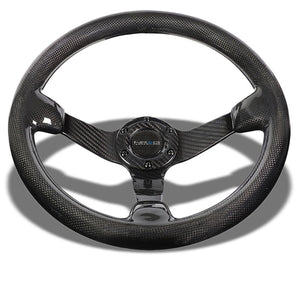 Full Gloss Carbon Fiber Vintage 350mm 3" Deep ST-036CF NRG Steering Wheel+Horn-Interior-BuildFastCar