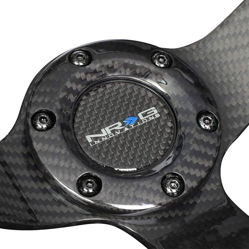 Full Gloss Carbon Fiber Vintage 350mm 3" Deep ST-036CF NRG Steering Wheel+Horn-Interior-BuildFastCar