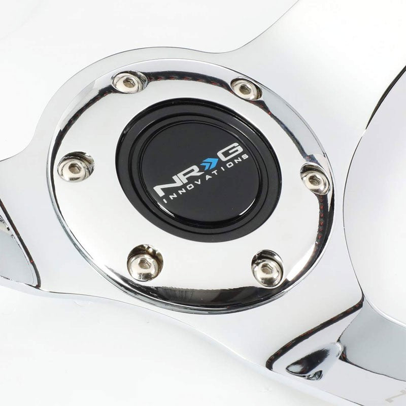 Black Leather/Chrome Spoke Vintage 350mm 2" Deep ST-036CH NRG Steering Wheel-Interior-BuildFastCar