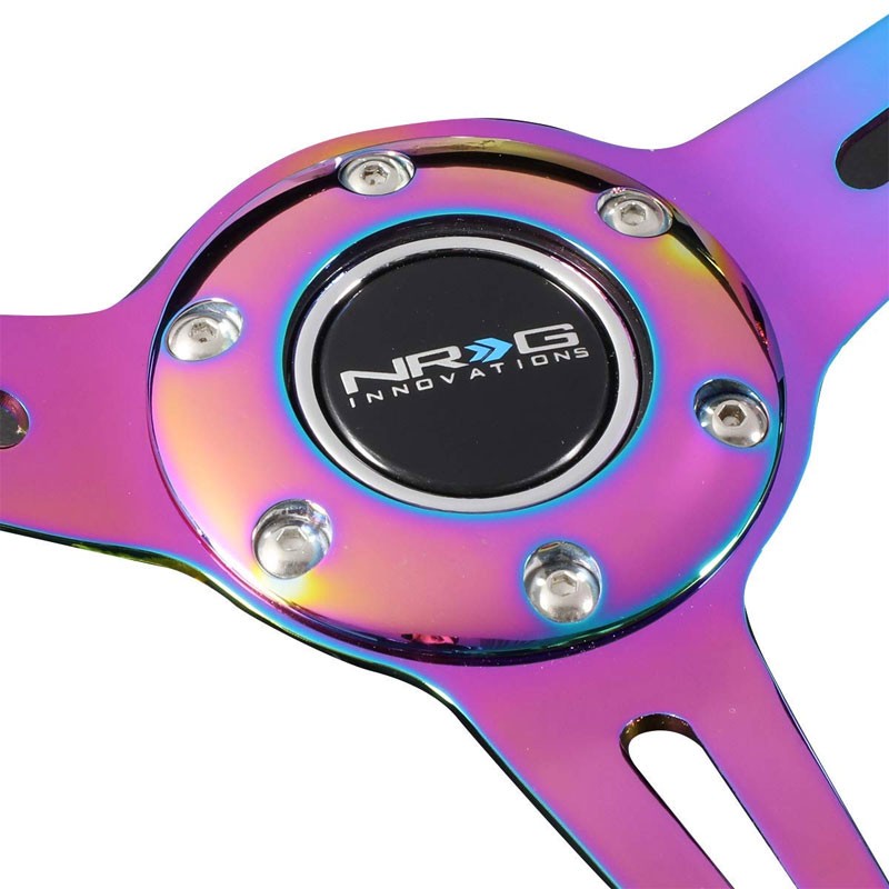 Black Wood/Neo Chrome Slit Hole 310mm ST-310BK-MC NRG Steering Wheel+Horn Button