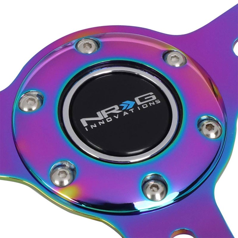 White Wood/Neo Chrome Slit Hole 310mm ST-310WT-MC NRG Steering Wheel+Horn Button