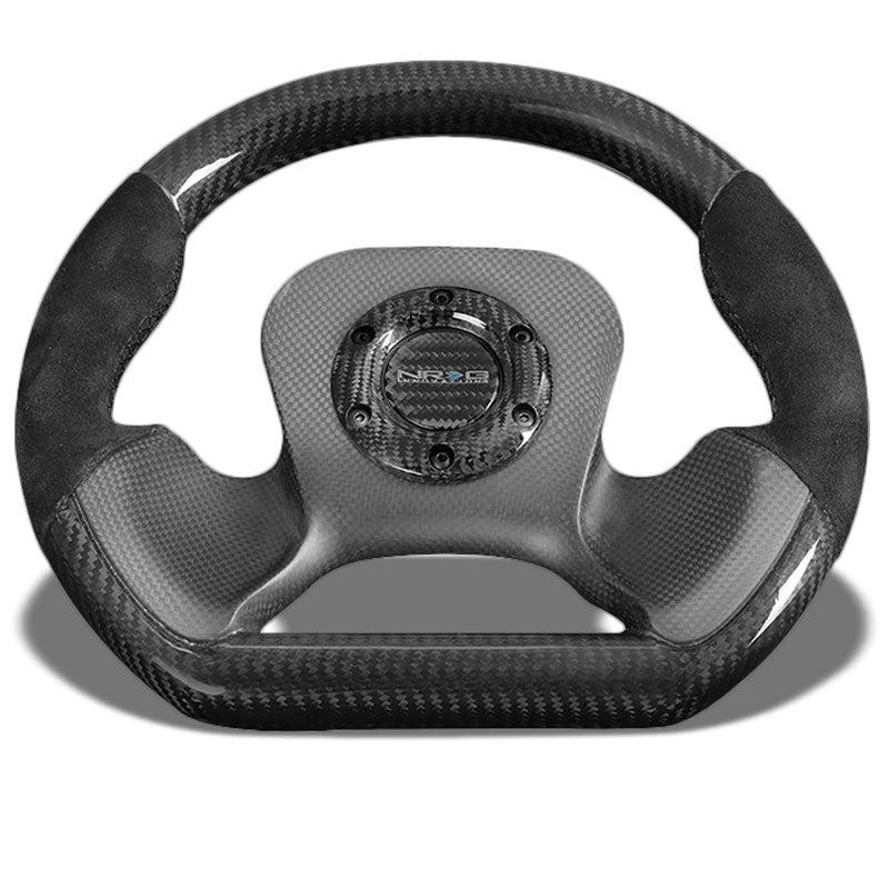 Carbon Fiber D-Shape Flat Bottom 320mm ST-X10CF-S NRG Steering Wheel+Horn Button-Interior-BuildFastCar