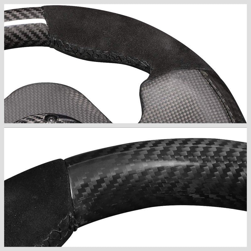 Carbon Fiber D-Shape Flat Bottom 320mm ST-X10CF-S NRG Steering Wheel+Horn Button-Interior-BuildFastCar