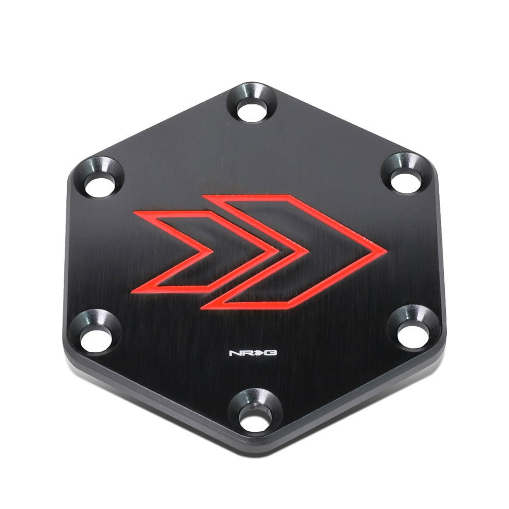 NRG STR-620RD White Arrow Engraved Steering Wheel Horn Plate Cover NRG-STR-620RD