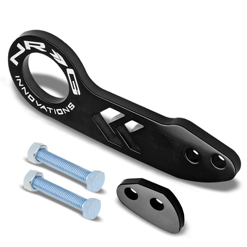 NRG Innovations Black TOW-110BK Rear OffSet Ring Universal Aluminum Tow Hook Kit-Truck & Towing-BuildFastCar