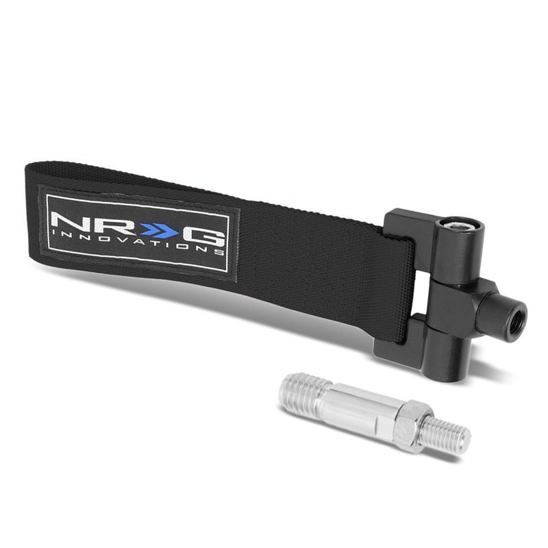 NRG Black TOW-131BK Front/Rear Nylon Tow Strap Tow Hook Kit For 09-13 Honda Fit-Truck & Towing-BuildFastCar-BFC-NRG-TOW-131BK