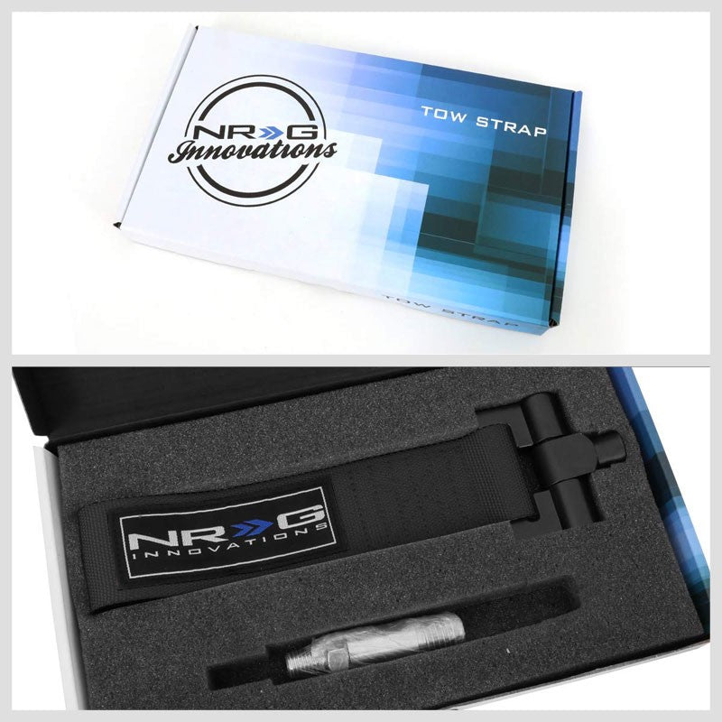 NRG Black TOW-131BK Front/Rear Nylon Tow Strap Tow Hook Kit For 09-13 Honda Fit-Truck & Towing-BuildFastCar-BFC-NRG-TOW-131BK