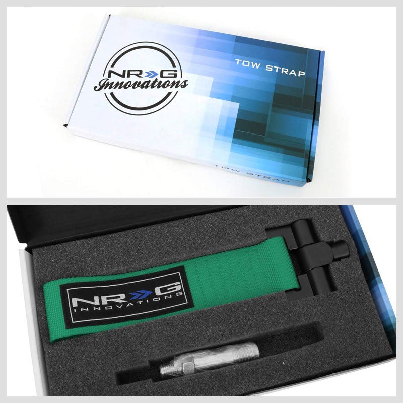 NRG Green TOW-131GN Front/Rear Nylon Tow Strap Tow Hook Kit For 09-13 Honda Fit-Truck & Towing-BuildFastCar-BFC-NRG-TOW-131GN