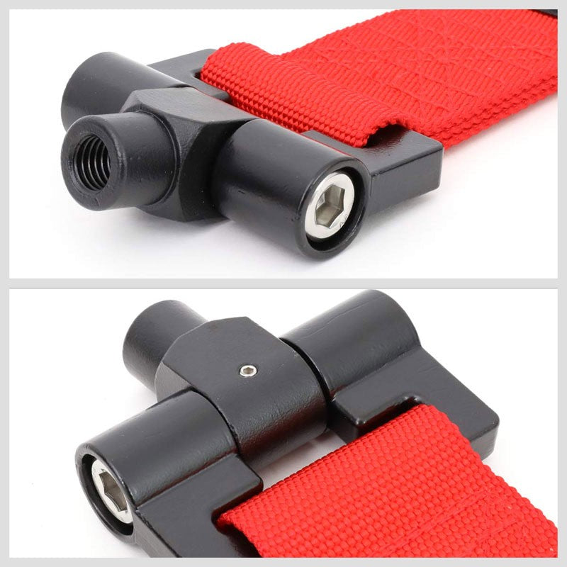 NRG Red TOW-131RD Front/Rear Nylon Tow Strap Tow Hook Kit For 09-13 Honda Fit-Truck & Towing-BuildFastCar-BFC-NRG-TOW-131RD