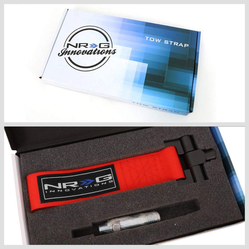 NRG Red TOW-131RD Front/Rear Nylon Tow Strap Tow Hook Kit For 09-13 Honda Fit-Truck & Towing-BuildFastCar-BFC-NRG-TOW-131RD