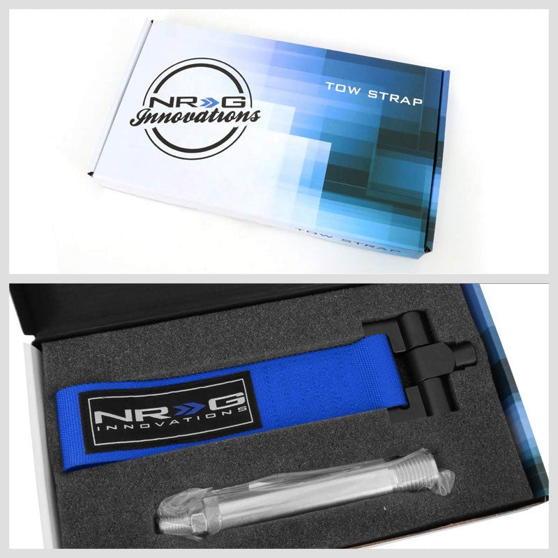 NRG Blue TOW-160BL Front/Rear Nylon Tow Strap Tow Hook Kit For Hyundai Genesis-Truck & Towing-BuildFastCar-BFC-NRG-TOW-160BL