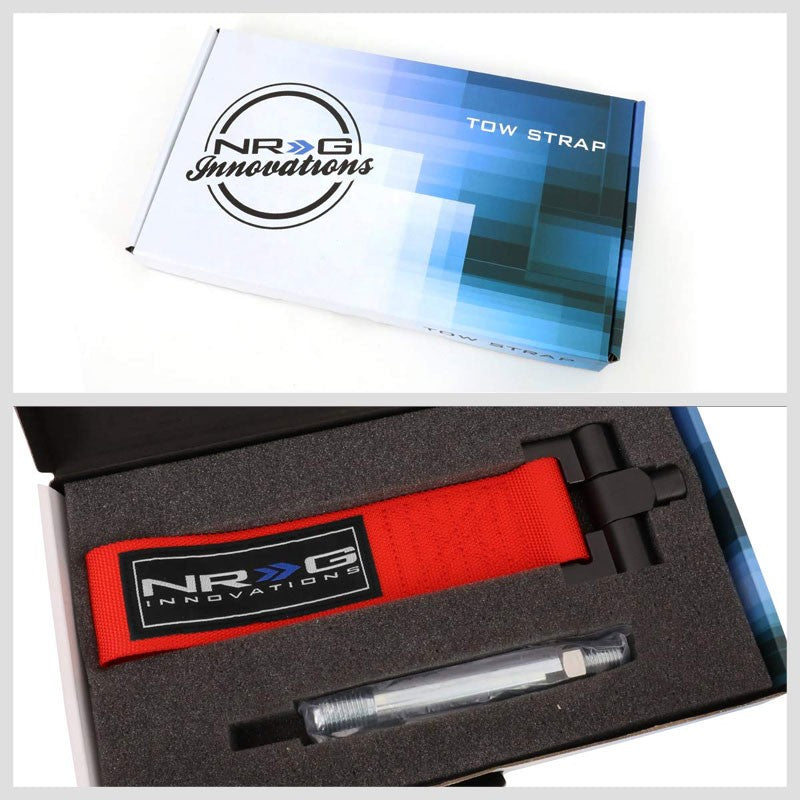 NRG Red TOW-163RD Front/Rear Nylon Tow Strap Tow Hook Kit For 04-07 Mazda 3-Truck & Towing-BuildFastCar-BFC-NRG-TOW-163RD