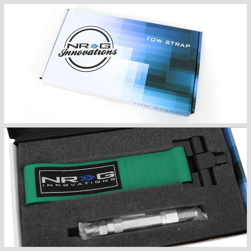 NRG Green TOW-E92GN Front/Rear Nylon Tow Strap Hook Kit For BMW E90 E92 3 Series-Truck & Towing-BuildFastCar-BFC-NRG-TOW-E92GN