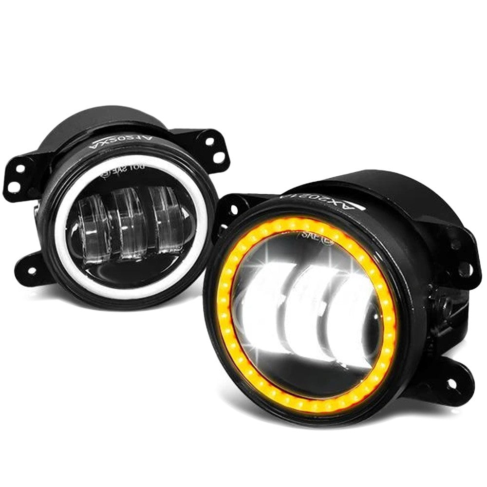 Front Clear Lens LED Fog Light Halo DRL Turn Signal 07-18 Wrangler NVL-FL-001H