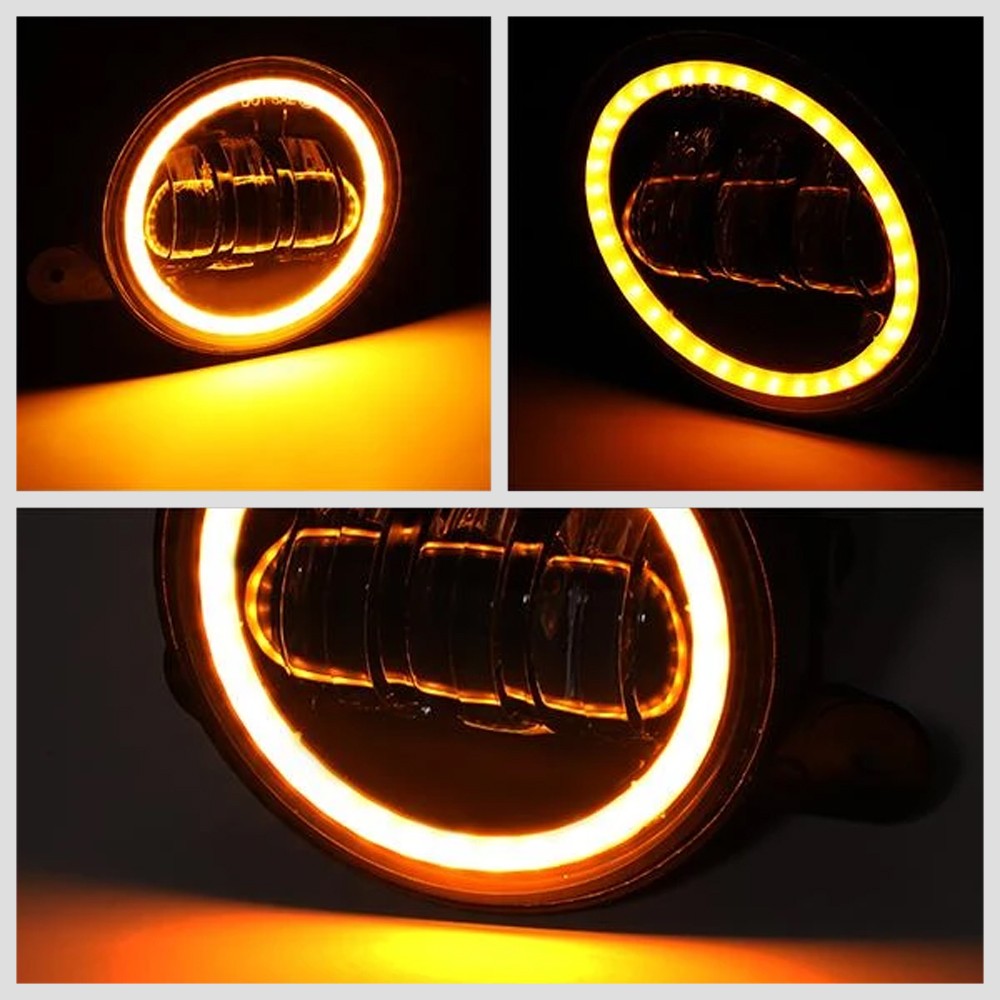 Nuvsion Front Clear Lens LED Fog Light Halo DRL+Turn Signal For 07-18 Wrangler