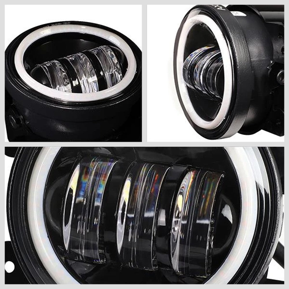 Nuvsion Front Clear Lens LED Fog Light Halo DRL+Turn Signal For 07-18 Wrangler