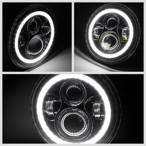 Amber Halo LED DRL Projector Black Housing Headlight For 18 Wrangler JK