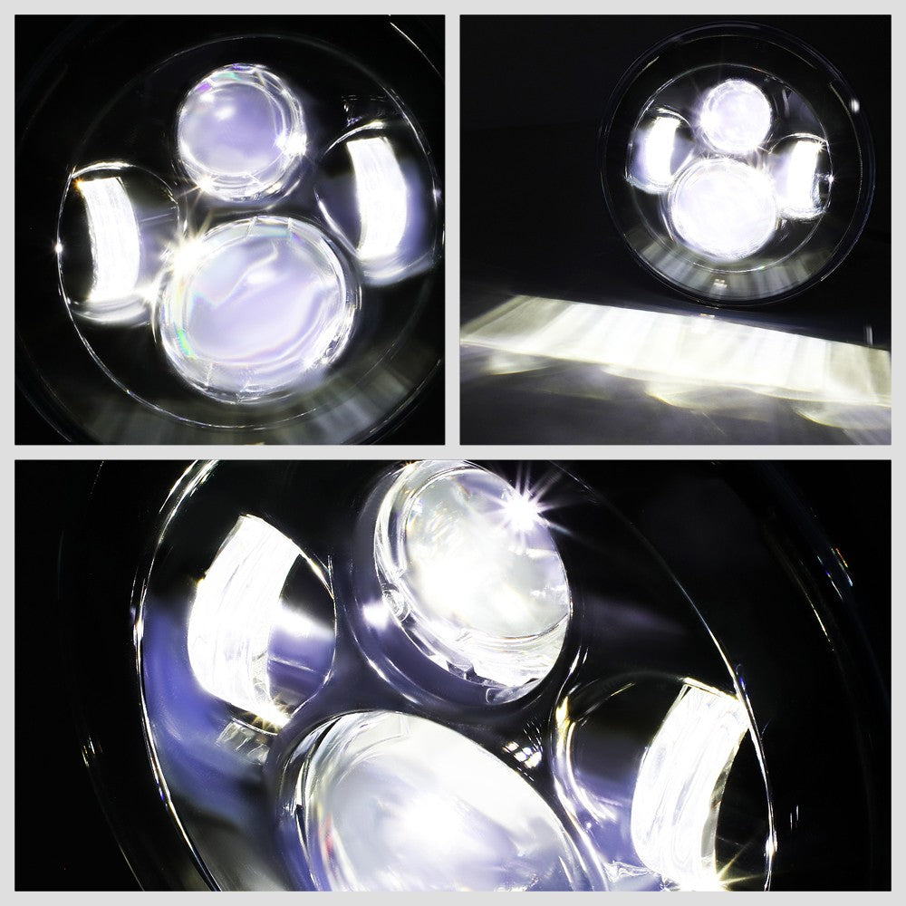White LED Projector Black Housing Clear Lens Headlight For 07-17 Wrangler