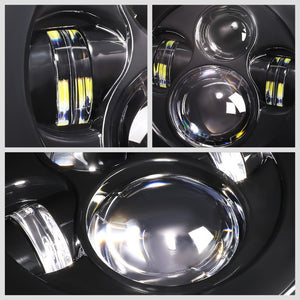 White LED Projector Black Housing Clear Lens Headlight For 07-17 Wrangler