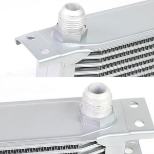 10 Row 10AN Silver Aluminum Engine/Transmission Oil Cooler+Black Relocation Kit-Performance-BuildFastCar