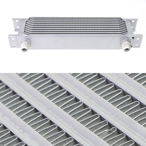 10 Row 10AN Silver Aluminum Engine/Transmission Oil Cooler+Black Relocation Kit-Performance-BuildFastCar