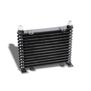 13 Row 10AN 1.25"W Black Engine/Transmission Oil Cooler+Silver Relocation Kit-Performance-BuildFastCar