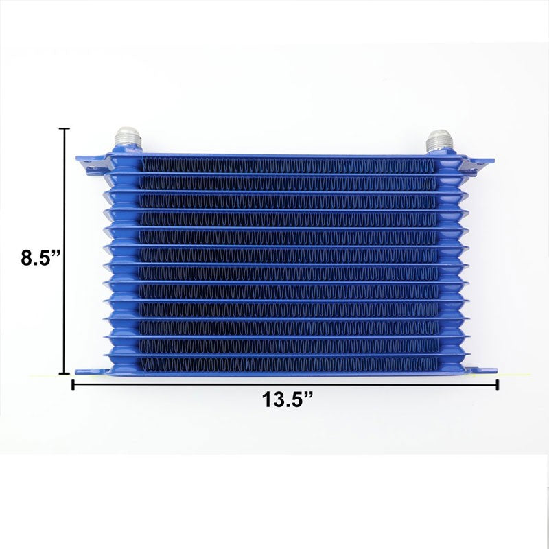 13 Row 10AN Blue Aluminum Engine/Transmission Oil Cooler+Silver Relocation Kit-Performance-BuildFastCar