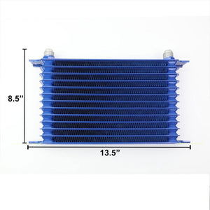 13 Row 10AN Blue Aluminum Engine/Transmission Oil Cooler+Silver Relocation Kit-Performance-BuildFastCar