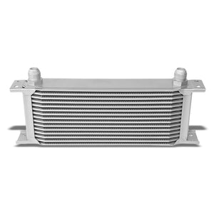 15 Row 10AN Silver Aluminum Engine/Transmission Oil Cooler+Silver Relocation Kit-Performance-BuildFastCar