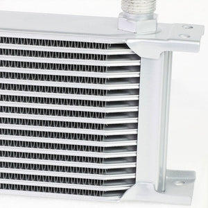 15 Row 10AN Silver Aluminum Engine/Transmission Oil Cooler+Black Relocation Kit-Performance-BuildFastCar