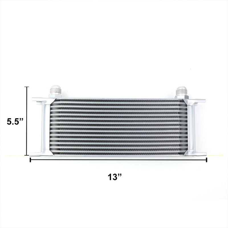 15 Row 10AN Silver Aluminum Engine/Transmission Oil Cooler+Black Relocation Kit-Performance-BuildFastCar