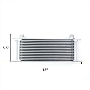 15 Row 10AN Silver Aluminum Engine/Transmission Oil Cooler+Silver Relocation Kit-Performance-BuildFastCar