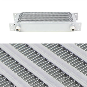16 Row 10AN Silver Aluminum Engine/Transmission Oil Cooler+Silver Relocation Kit-Performance-BuildFastCar
