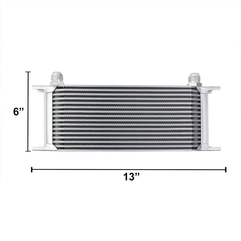 16 Row 10AN Silver Aluminum Engine/Transmission Oil Cooler+Black Relocation Kit-Performance-BuildFastCar