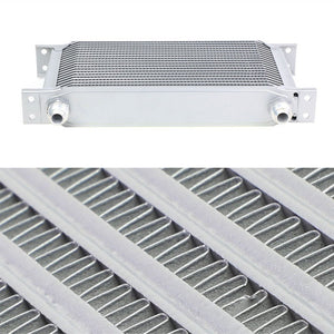19 Row 10AN Silver Aluminum Engine/Transmission Oil Cooler+Silver Relocation Kit-Performance-BuildFastCar