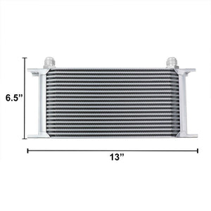 19 Row 10AN Silver Aluminum Engine/Transmission Oil Cooler+Black Relocation Kit-Performance-BuildFastCar